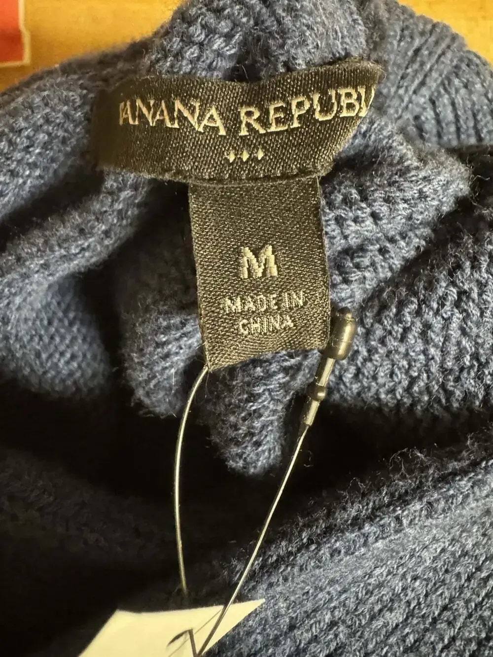 Banana Republic Knit Sweater Men’s M Blue Colorblock Mock Neck Button Pullover
